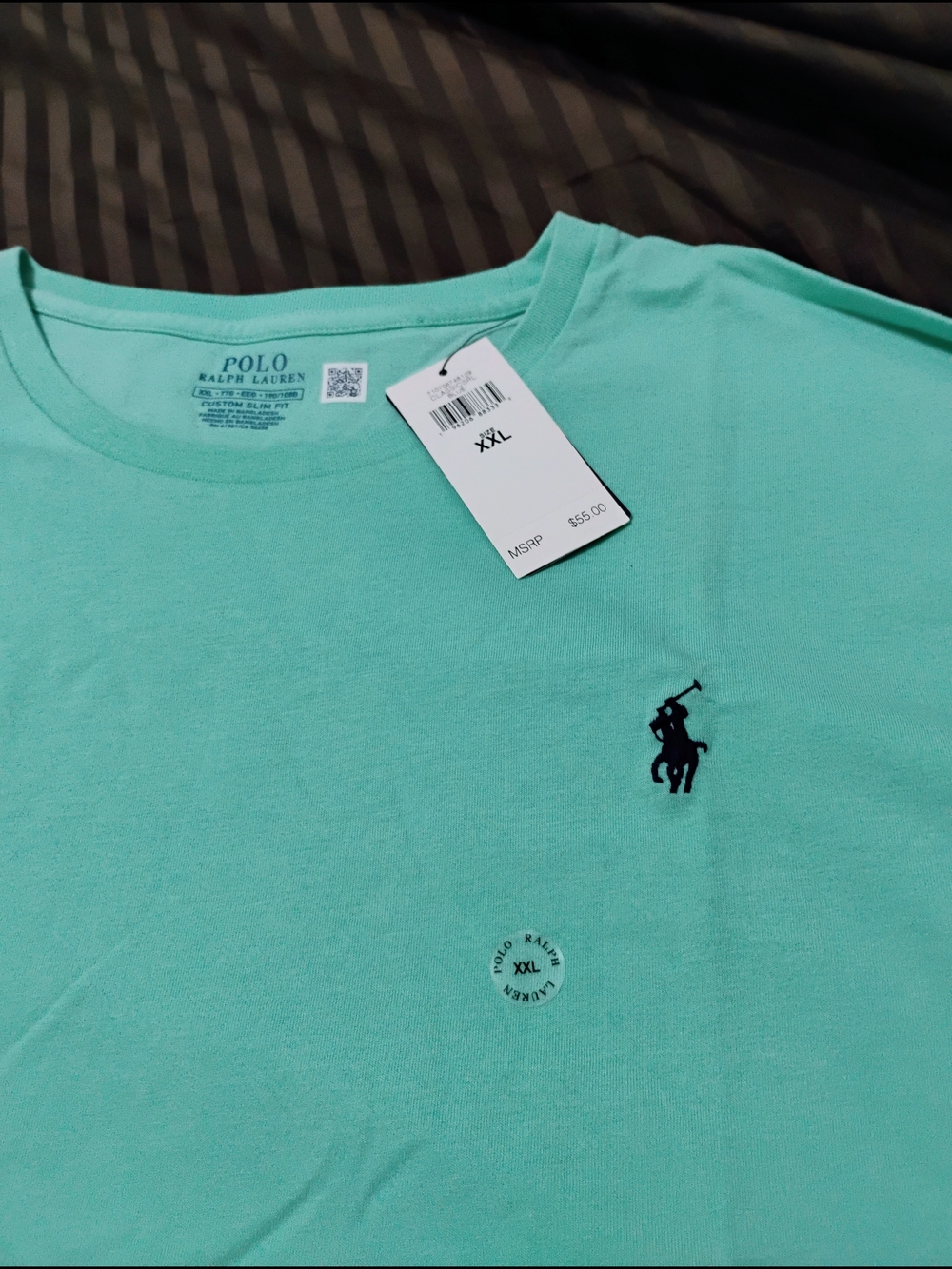 Polo by Ralph Lauren Mint Green Crew Neck T-Shirt with Navy Logo